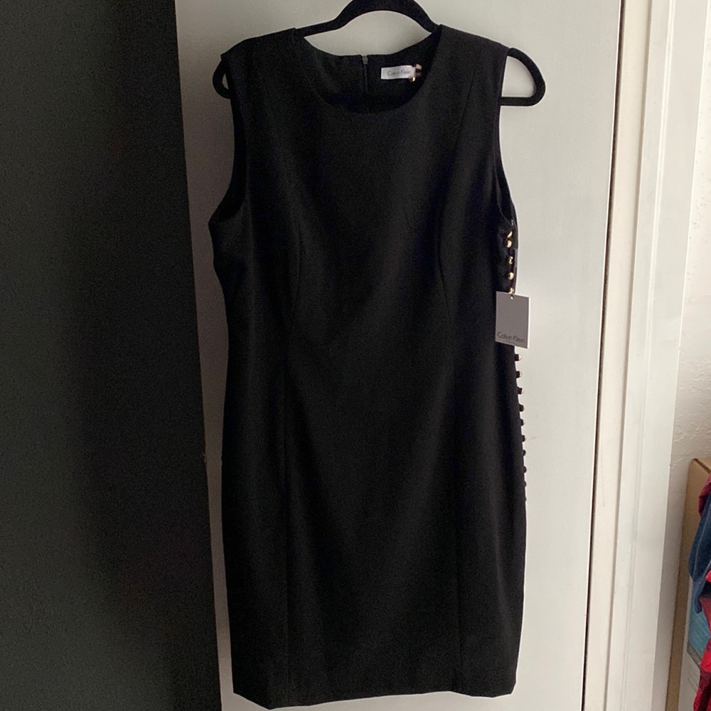 NWT Calvin Klein Black Dress LBD Size 14